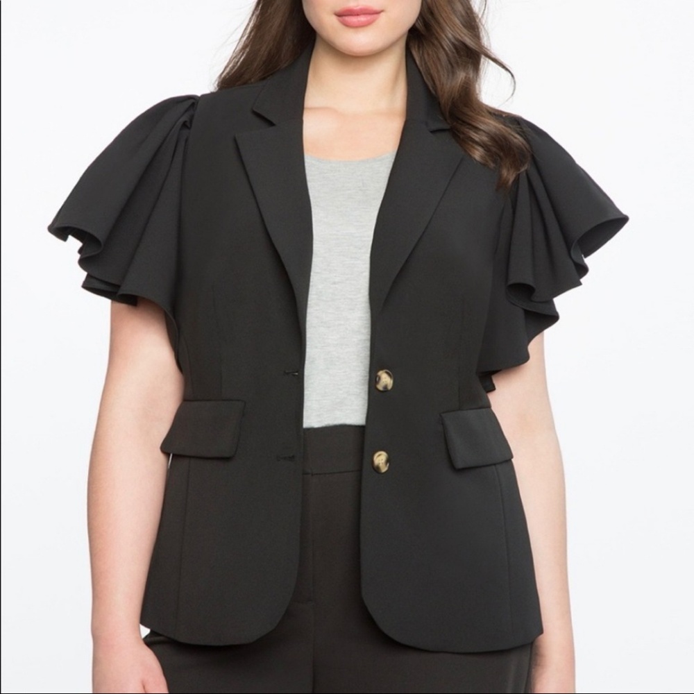 Eloquii Ruffle Sleeve Blazer